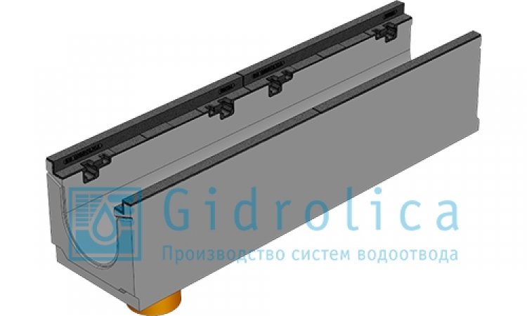 bgz-s лоток для тяжелых нагрузок dn150, № 10-0, с чугунной насадкой, с вертикальным водосливом, без уклона