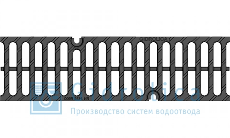 решетка водоприемная gidrolica super рв -10.14.50 - щелевая чугунная вч, кл. е600