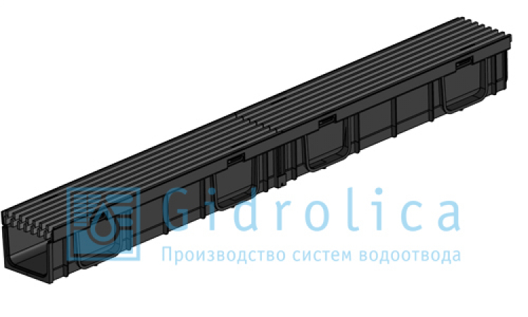 комплект gidrolica light new: лоток водоотводный лв -10.11,5.9,5 - пластиковый с решеткой рв- 10.11.50 пластиковой ячеистой, кл. a15