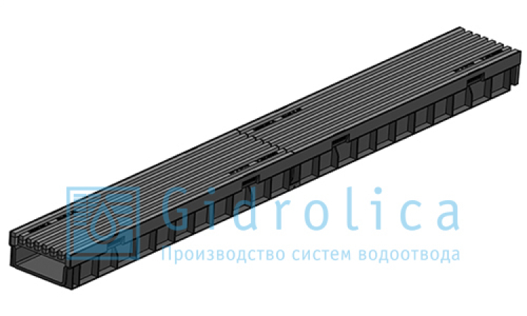 комплект gidrolica light: лоток водоотводный лв -10.11,5.9,5 - пластиковый с решеткой рв- 10.11.50 пластиковой ячеистой, кл. b125
