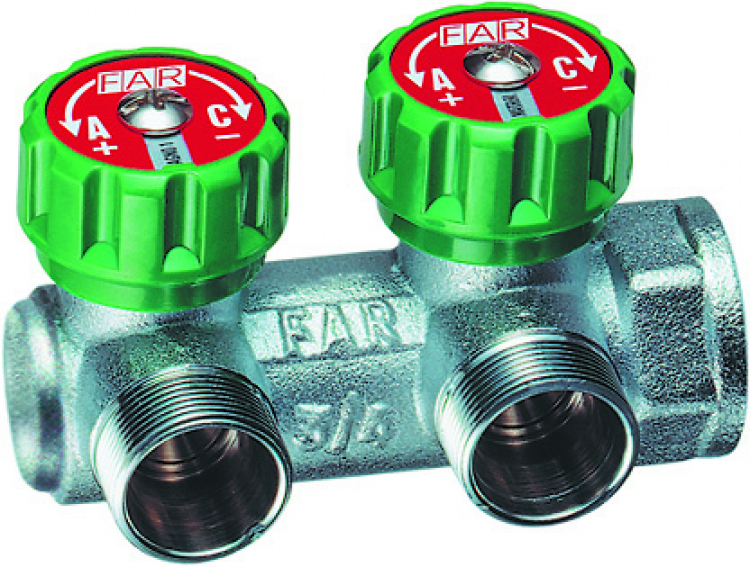 регулирующий проходной коллектор multifar (вр-вр) с 2 отводами 3/4&quot;х1/2&quot; (тр) flat-faced