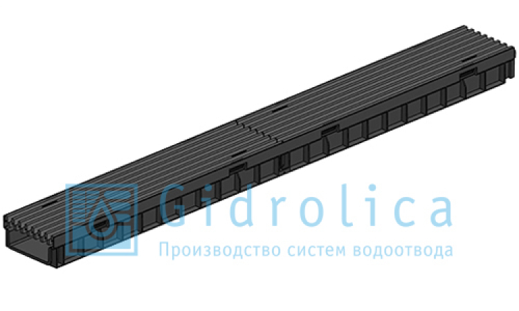 комплект gidrolica light new: лоток водоотводный лв -10.11,5.5,5 - пластиковый с решеткой рв- 10.11.50 пластиковой ячеистой, кл. a15 