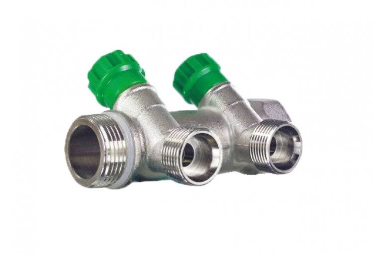 регулирующий сантехнический коллектор tim 3/4&quot; - 1/2&quot; под конус, 45°/ 2вых.