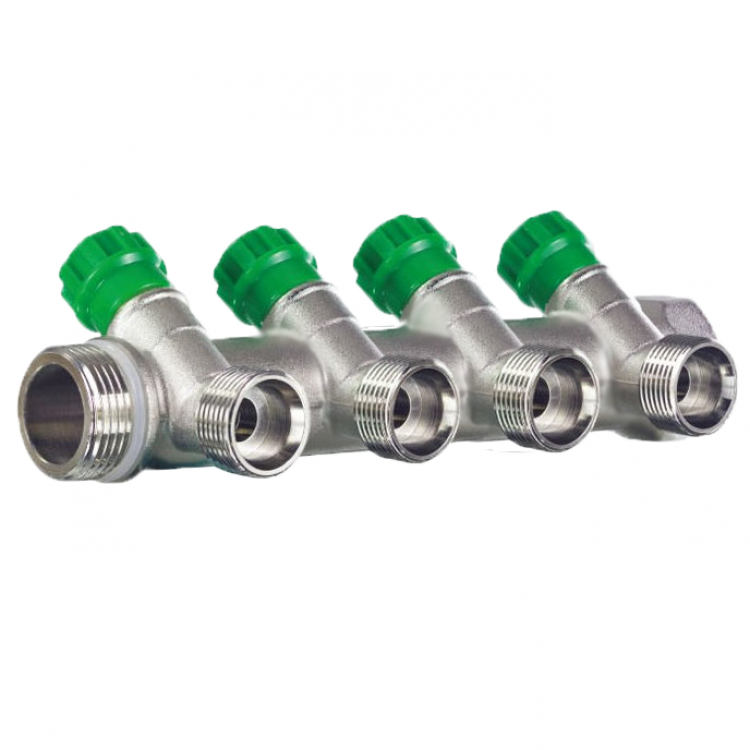 регулирующий сантехнический коллектор tim 3/4&quot; - 1/2&quot; под конус, 45°/ 4вых.